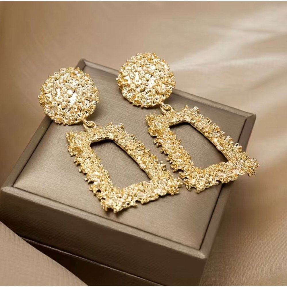 "Wedding Night" Vintage Gold Aztec Drop Earrings